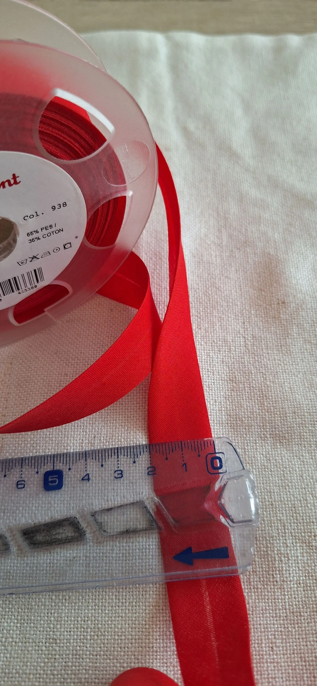 5 mètres de biais replié 20 mm rouge 